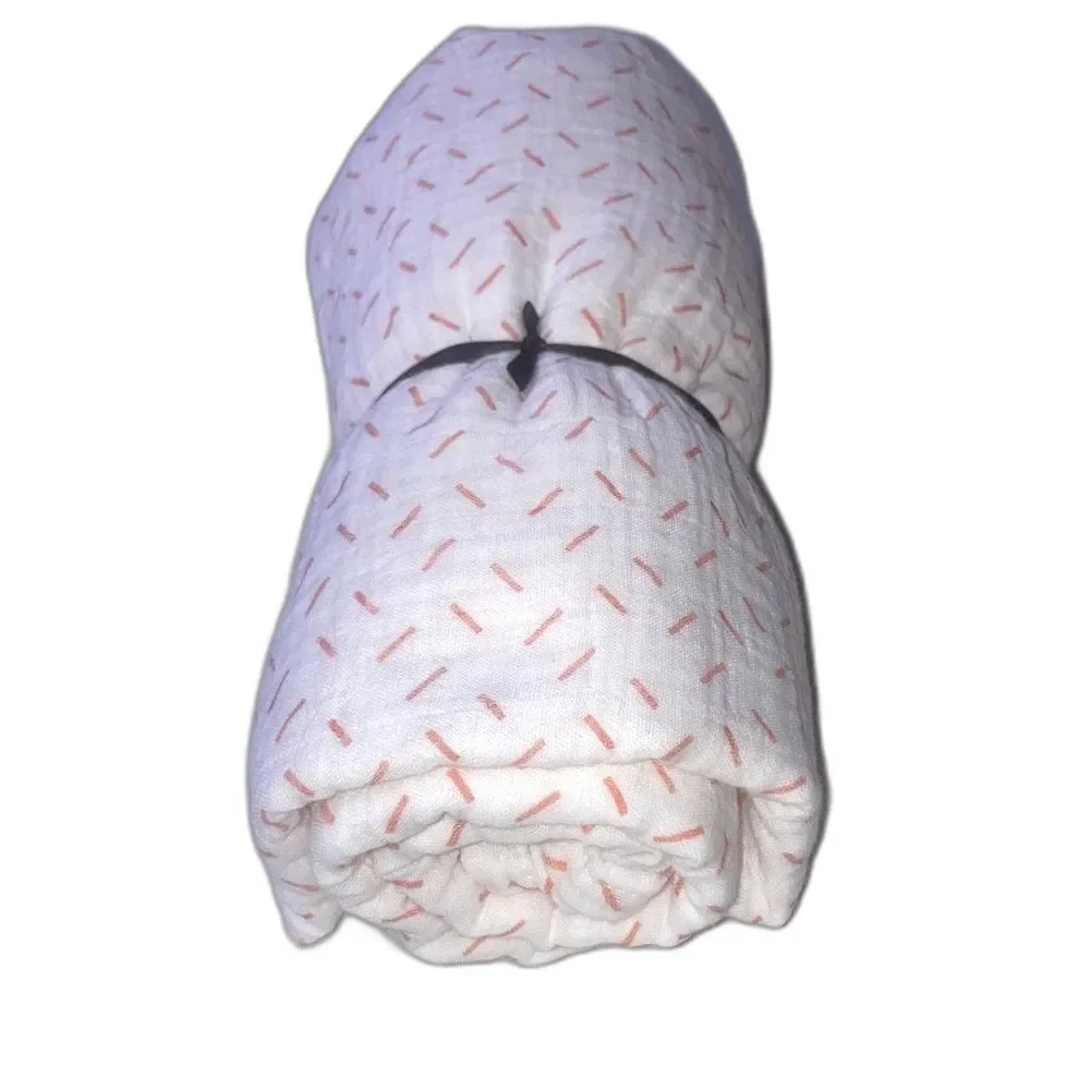 WHITEWRAP Muslin Swaddle Blanket Soft Cotton Little Orange Sprinkles 47 in sq
